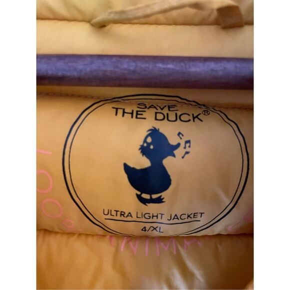 Save the Duck Mustard , XL. Lightweight Hooded Puffer. Cruelty Free. Packable - Picture 11 of 16